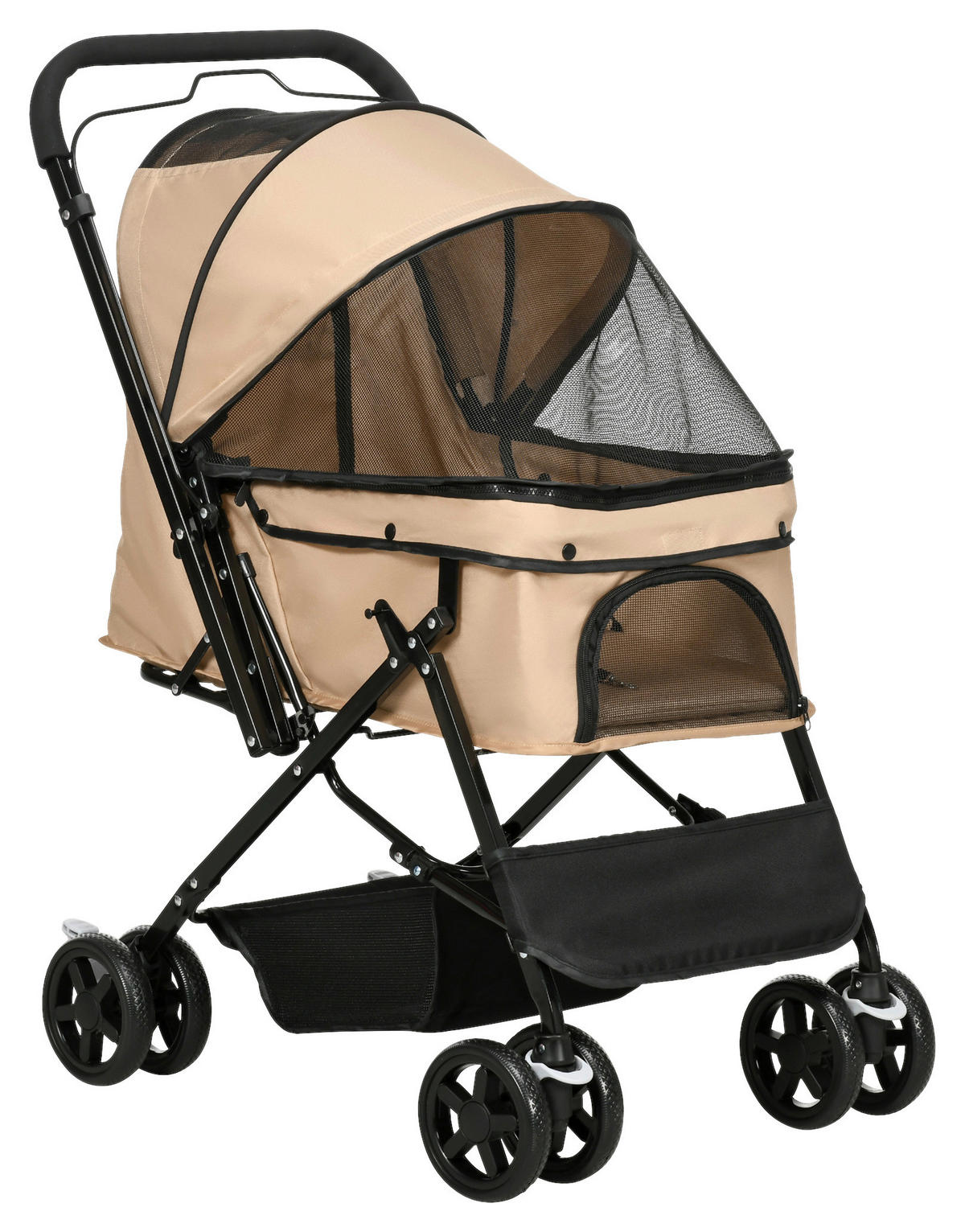 PawHut Hunde-Zubehör braun Edelstahl B/H/L: ca. 52x76,5x95 cm Hundebuggy - braun (95,00/52,00/76,50cm) - PawHut