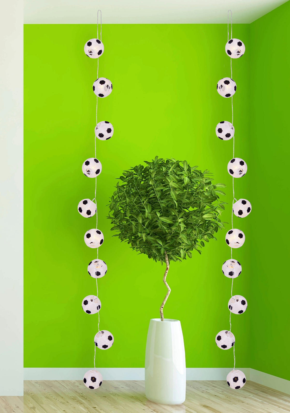 LED-Lichterkette FUßBALL mit LED 5217123 weiß Papier Metall L: ca. 160 cm LED Lichterkette FUßBALL mit LED - weiß (160,00cm) - Näve Leuchten