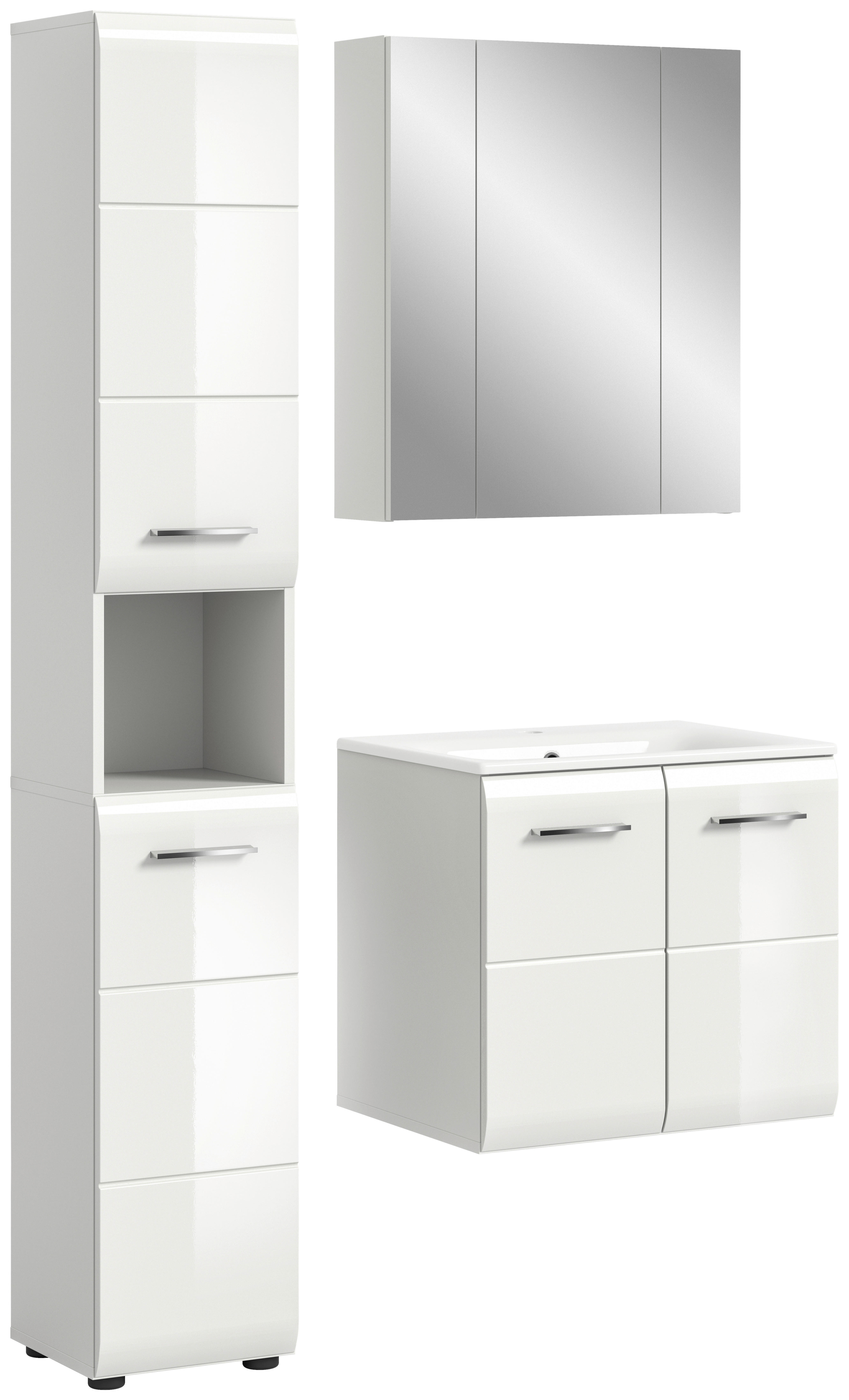 Badezimmer-Set Ice weiß weiß Hochglanz B/H/T: ca. 105x185x46 cm Ice - weiß (105,00/185,00/46,00cm) - xonox.home