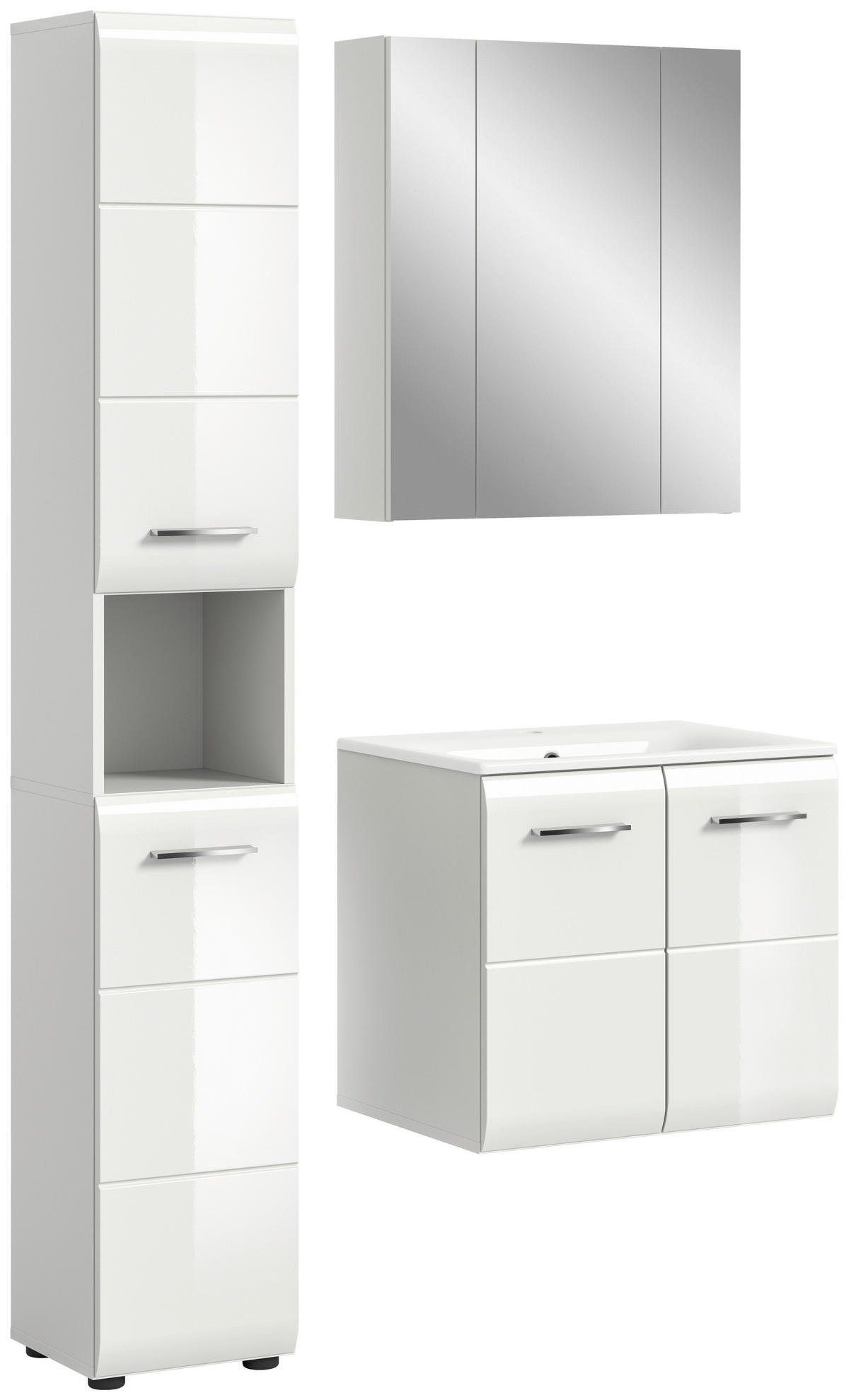 Badezimmer-Set Ice weiß weiß Hochglanz B/H/T: ca. 105x185x46 cm Ice - weiß (105,00/185,00/46,00cm) - xonox.home