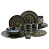 CreaTable Kombiservice MANDALA GOLD schwarz Steinzeug 16 tlg. MANDALA GOLD - gold/schwarz - CreaTable