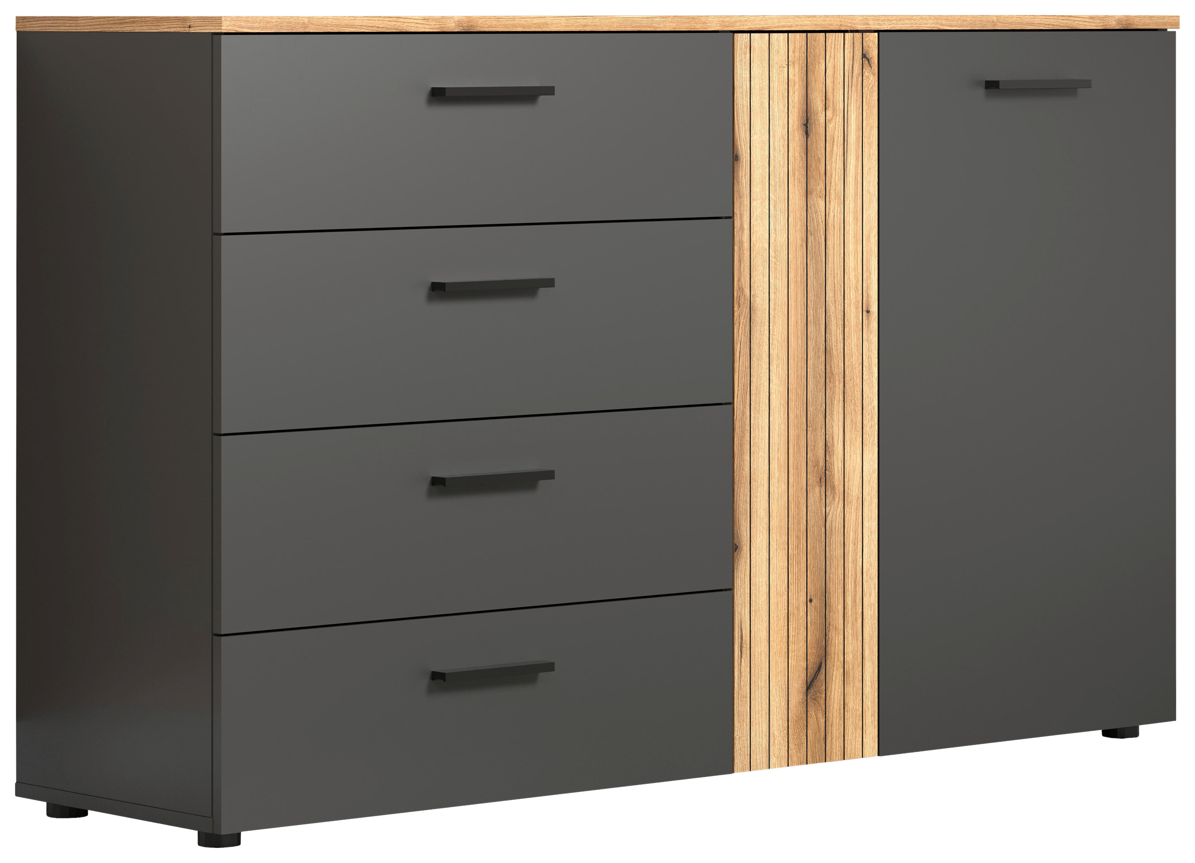 Kommode Esteban anthrazit Eiche Evoke Coast Nachbildung B/H/T: ca. 139x86x38 cm Esteban - Eiche/anthrazit (139,00/86,00/38,00cm)