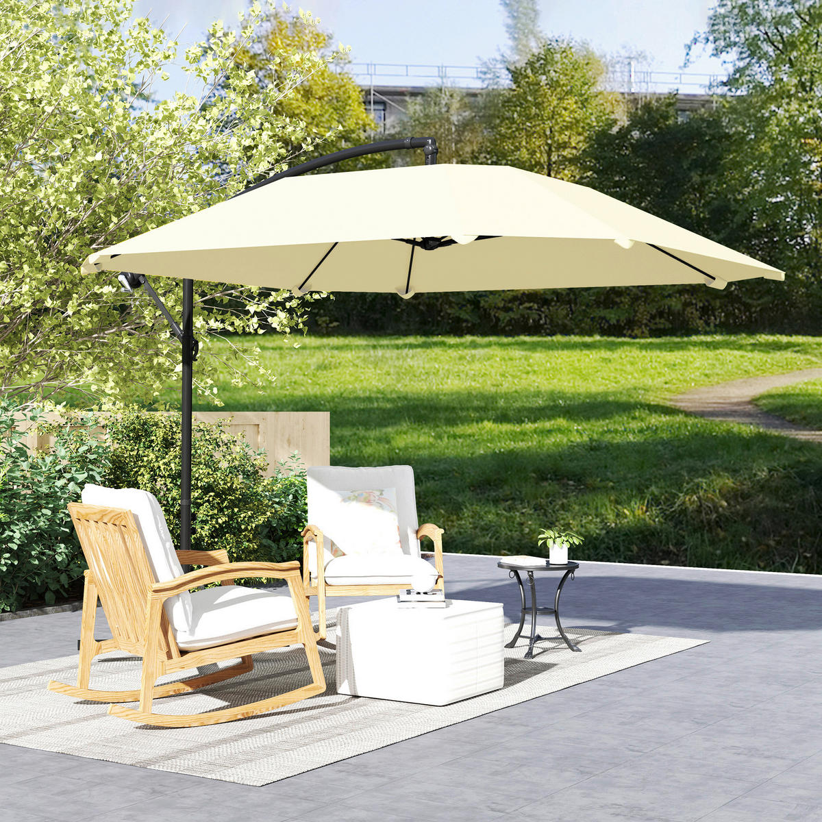 Outsunny Ampelschirm beige Polyester B/H/L: ca. 260x245x304 cm Ampelschirm - beige (304,00/260,00/245,00cm) - Outsunny