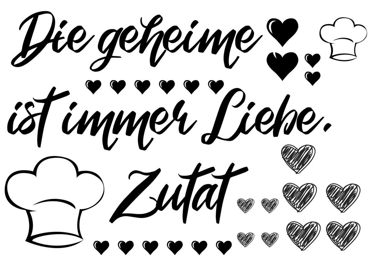 Dekosticker Spruch schwarz B/L: ca. 50x70 cm 2 tlg. Dekosticker Geheime Zutat - schwarz (50,00/70,00cm)