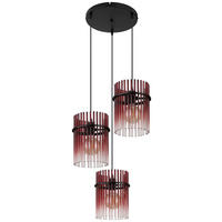 GLOBO Pendelleuchte schwarz rot Metall Glas H/D: ca. 140x47 cm E27 3 Brennstellen Pendelleuchte_Gorley - rot/schwarz (47,00/140,00cm) - GLOBO
