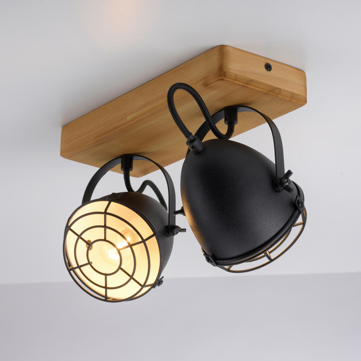 Just Light Spot-Balken BEETLE 15172-18 schwarz natur Metall Holz B/T: ca. 30,5x17 cm E14 2 Brennstellen BEETLE - natur/schwarz (30,50/17,00cm) - Just Light