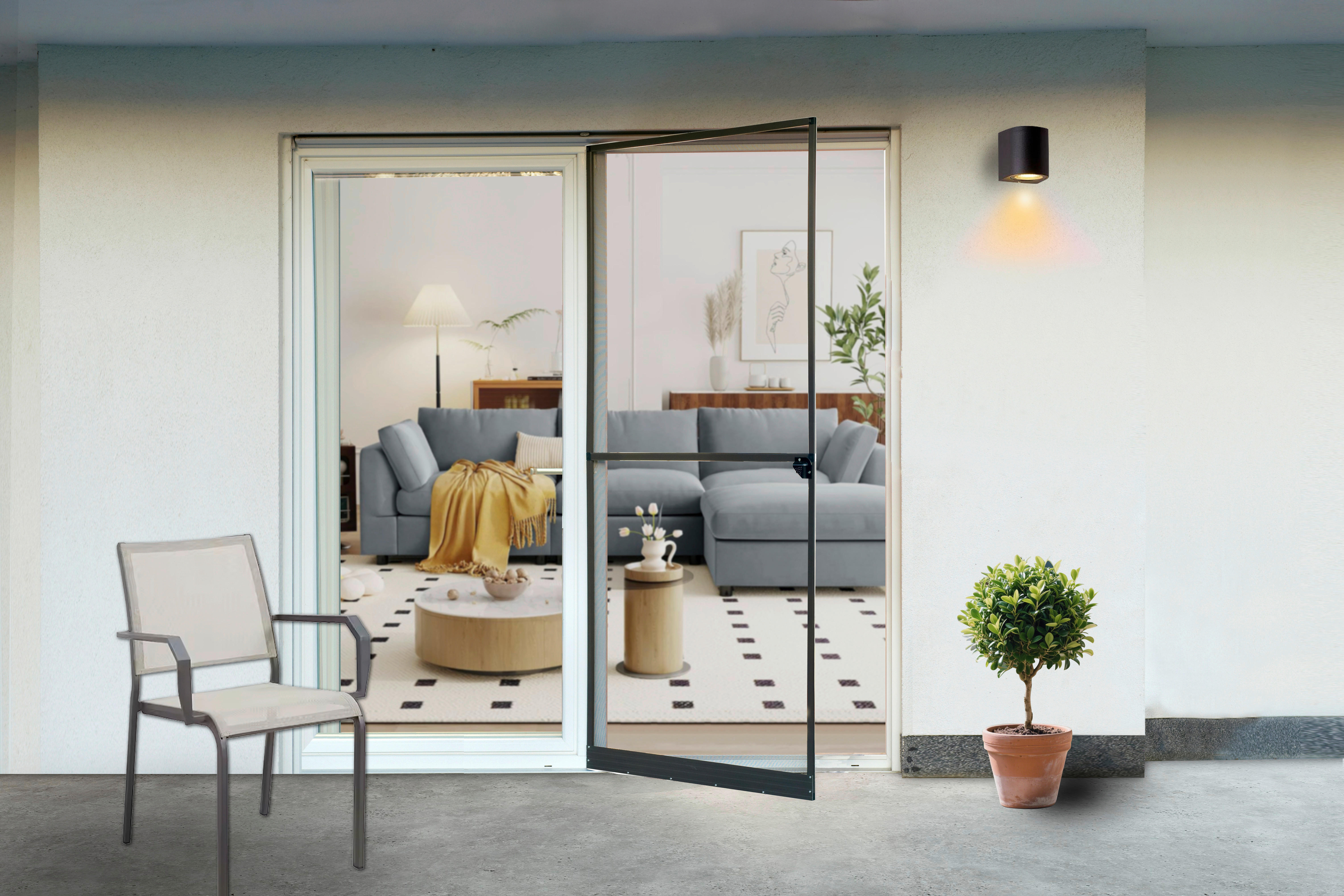 Fliegengitter weiß B/L: ca. 100x210 cm Fliegengitter-Spannrahmen-Tür - weiß (100,00/210,00cm)