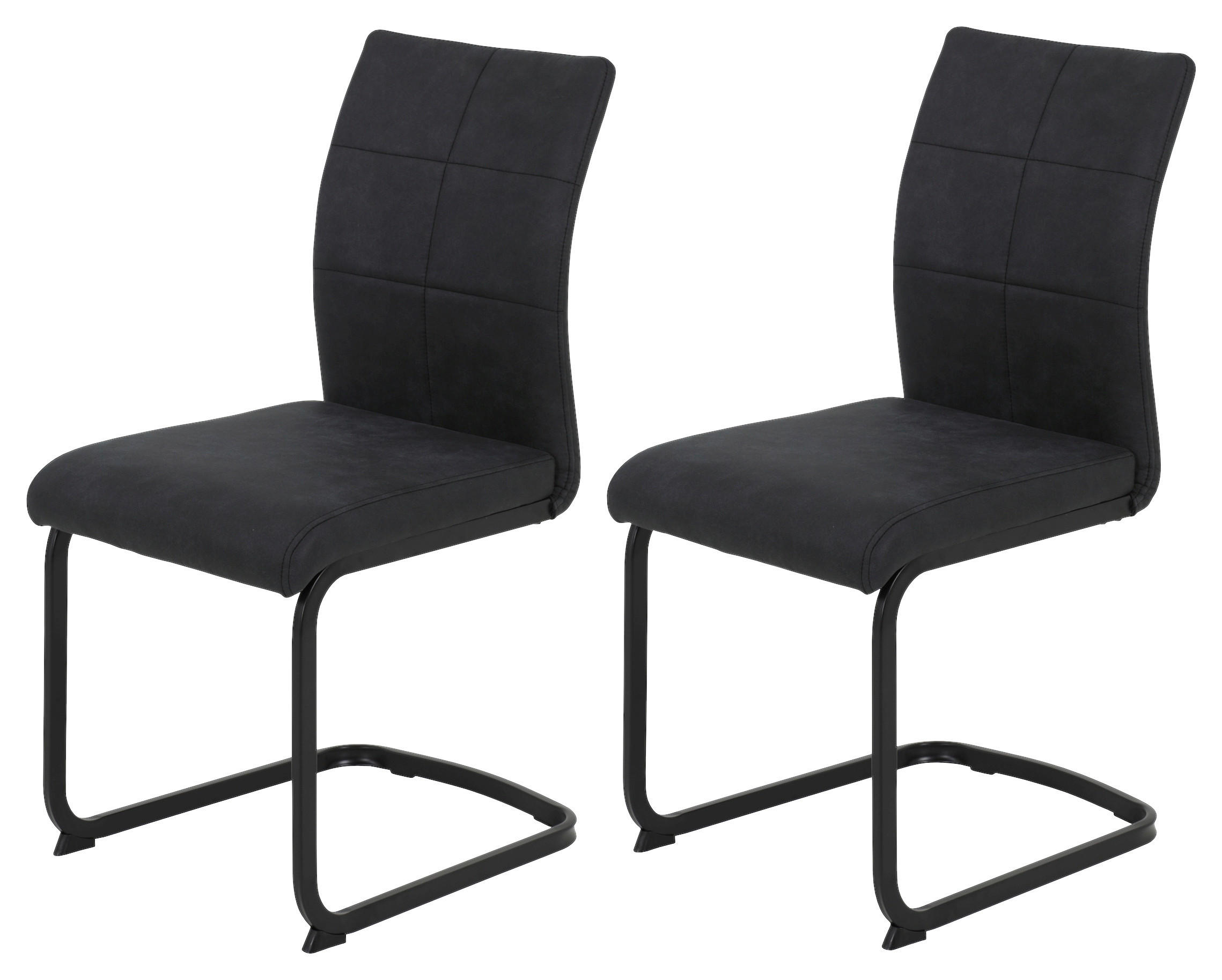 Stuhl 2er Set PIA anthrazit Vintage schwarz Microfaser Metall B/H/T: ca. 42x89x59 cm 2er Set PIA - schwarz/anthrazit (42,00/89,00/59,00cm) - Hela