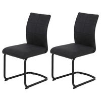 Stuhl 2er Set PIA anthrazit Vintage schwarz Microfaser Metall B/H/T: ca. 42x89x59 cm 2er Set PIA - schwarz/anthrazit (42,00/89,00/59,00cm) - Hela