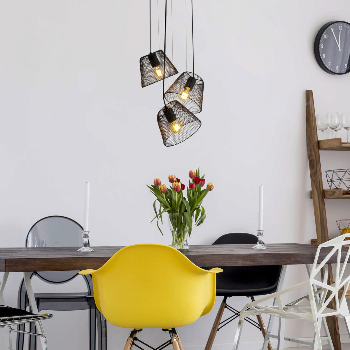 Näve Leuchten Pendelleuchte 7085122 schwarz Kunststoff Metall B/H/T: ca. 30x120x30 cm E27 3 Brennstellen Korie - schwarz (30,00/120,00/30,00cm) - Näve Leuchten