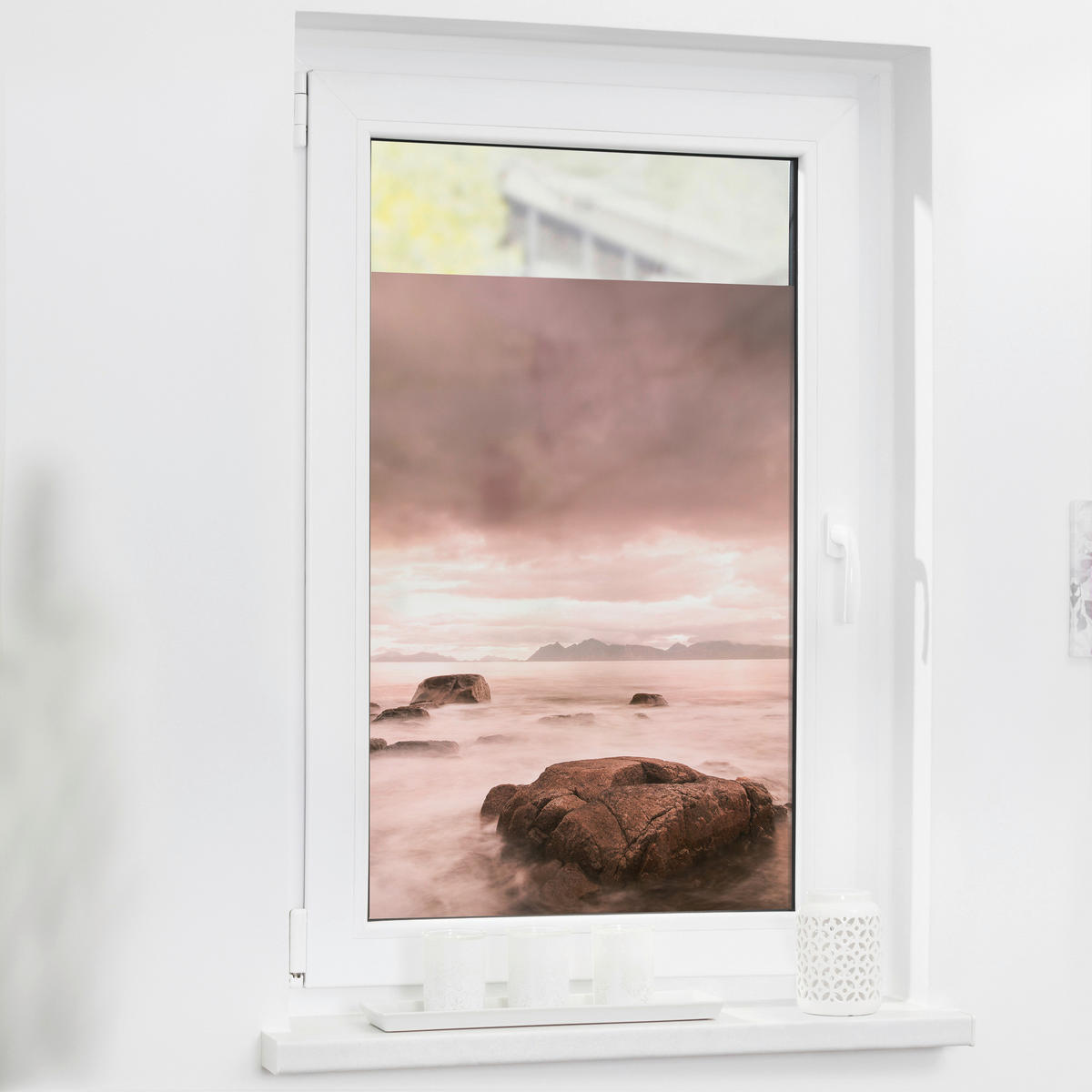 LICHTBLICK Fensterfolie Stone Meer Stone rot B/L: ca. 50x100 cm Stone - rot (50,00/100,00cm) - LICHTBLICK