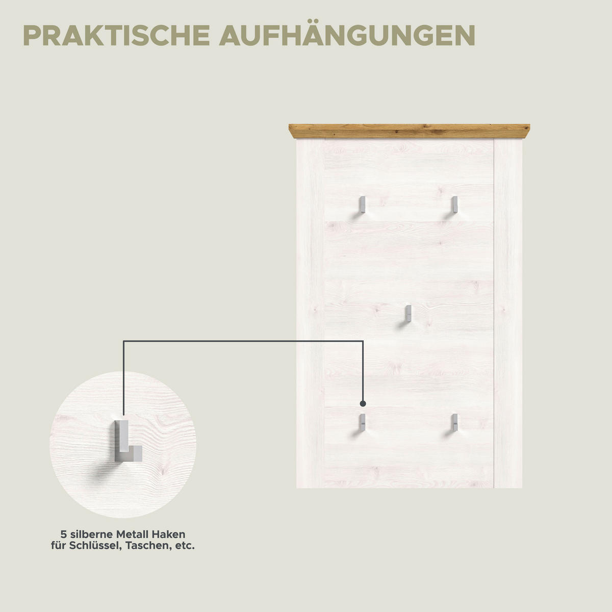 Garderobe Verona Sibiu Lärche Nachbildung Eiche Artisan Nachbildung B/H/T: ca. 175x196x39 cm Verona - Eiche (175,00/196,00/39,00cm) - xonox.home