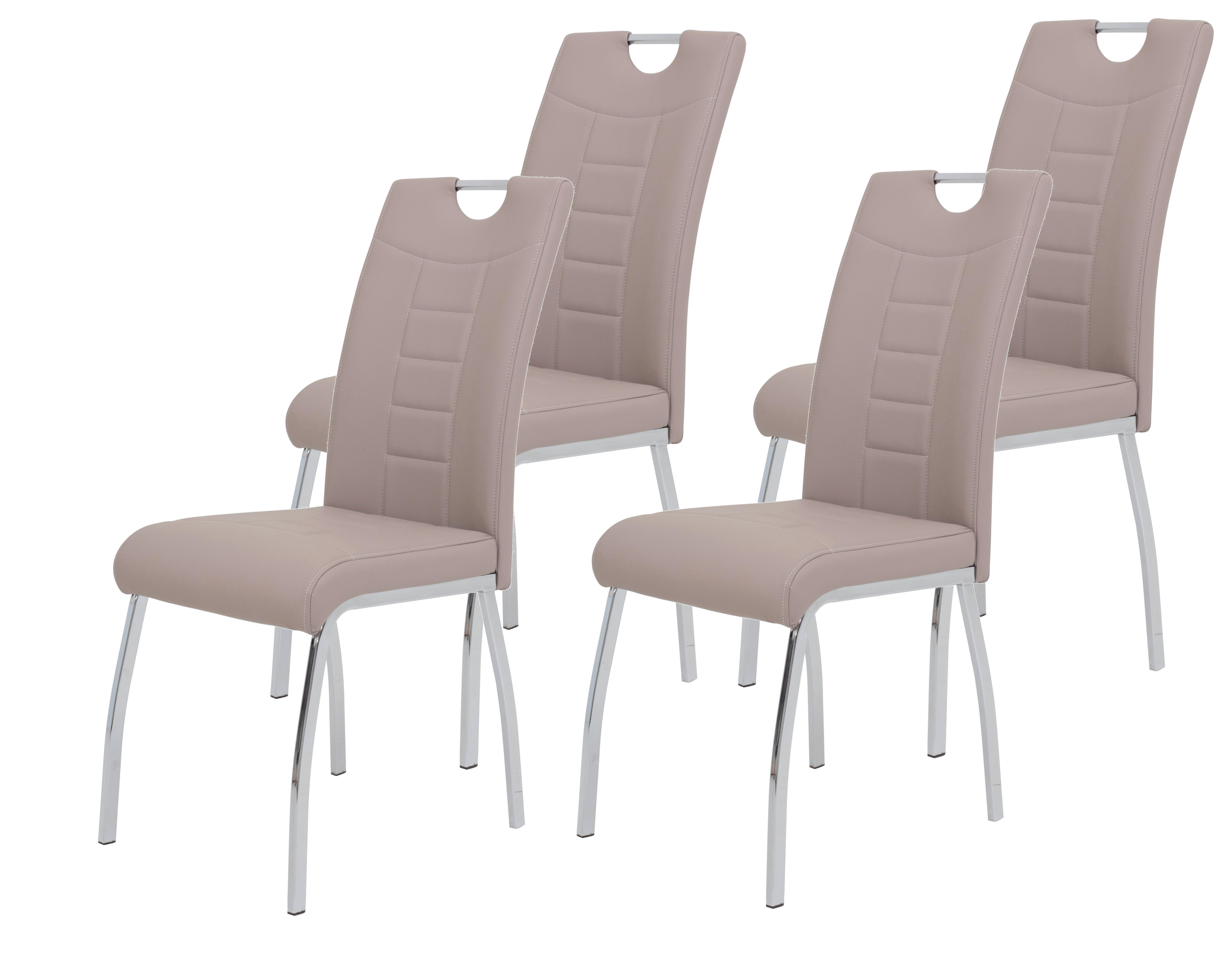 Stuhl Andrea 4er Set Cappuccino Chrom Kunstleder Metall B/H/T: ca. 43x100x64 cm Andrea 4er Set - Chrom/Cappuccino (43,00/100,00/64,00cm) - Hela