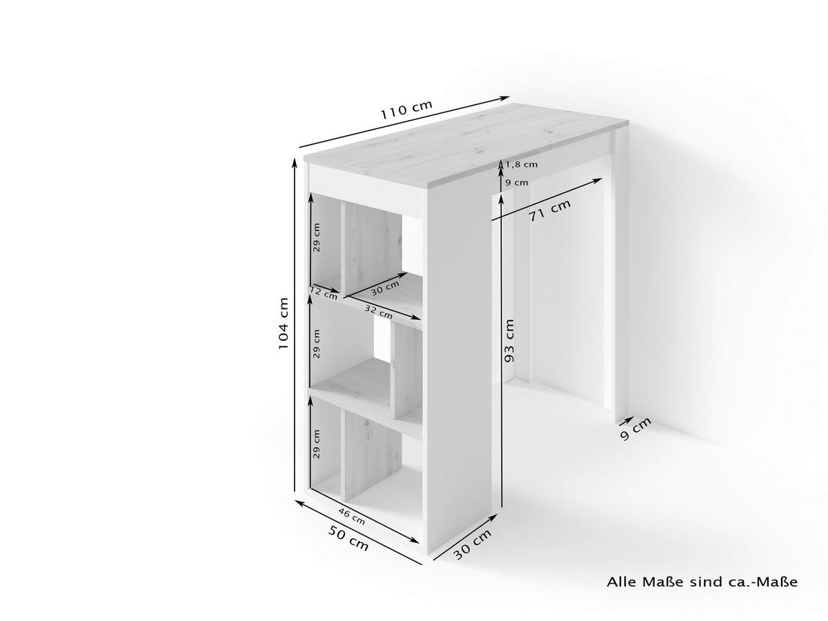 Bartisch MOBY Eiche Artisan Nachbildung weiß B/H/T: ca. 110x104x50 cm MOBY - Eiche/weiß (110,00/104,00/50,00cm) - byLIVING