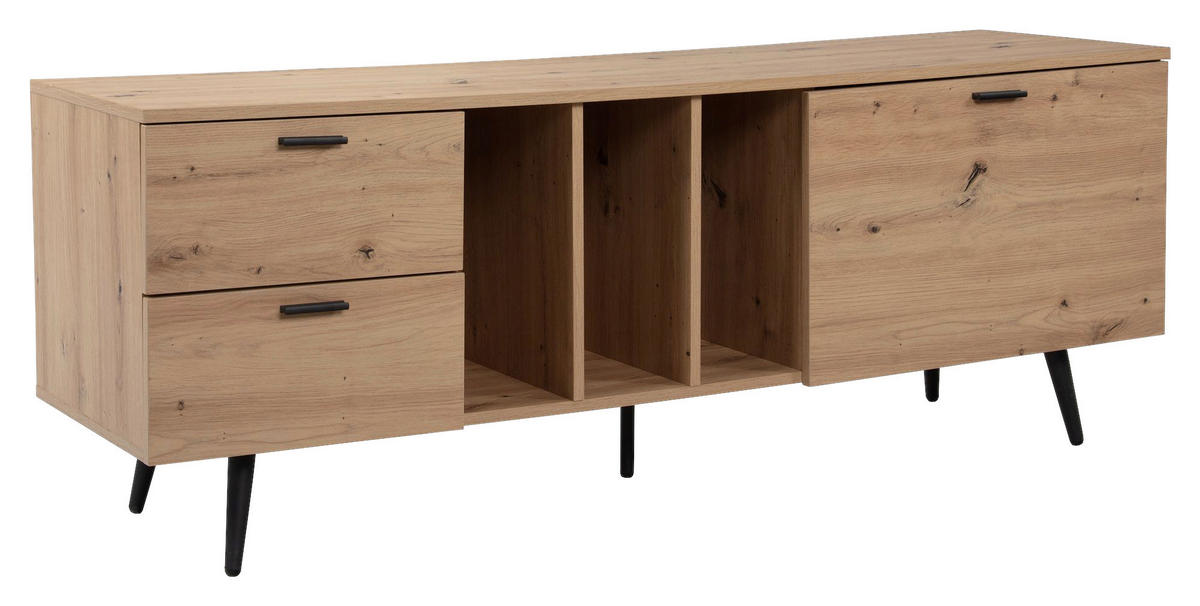 Lowboard Eiche Optik B/H/T: ca. 150x55x40 cm TV & Lowboard - Eiche (150,00/55,00/40,00cm) - Wohnling