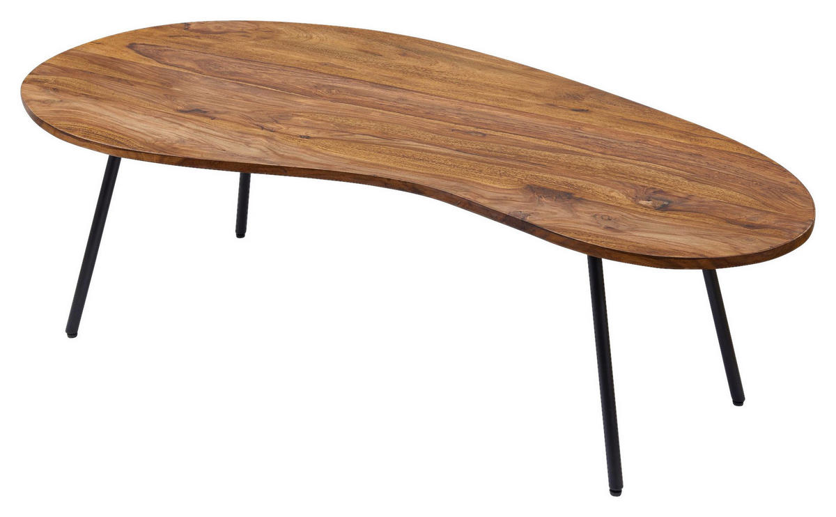 Wohnling Couchtisch natur schwarz Akazie Metall B/H/T: ca. 122x36x63 cm Couchtisch - natur/schwarz (122,00/36,00/63,00cm) - Wohnling