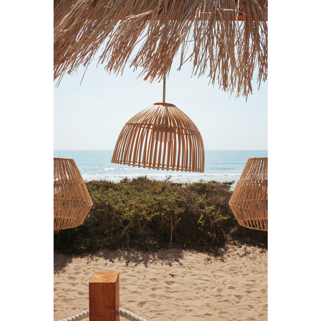 Thumbnail - NewGarden LED-Pendelleuchte beige Rattan B/H/L: ca. 43,5x30,5x43,5 cm 1.0 Brennstellen