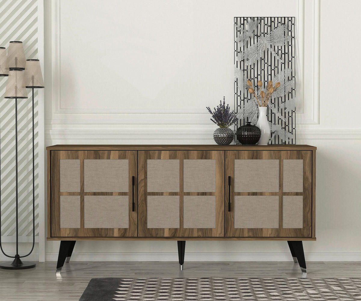 Sideboard Logan walnuss Nachbildung grau B/H/T: ca. 160x76x45 cm Logan - walnuss/grau (160,00/76,00/45,00cm) - moebel17
