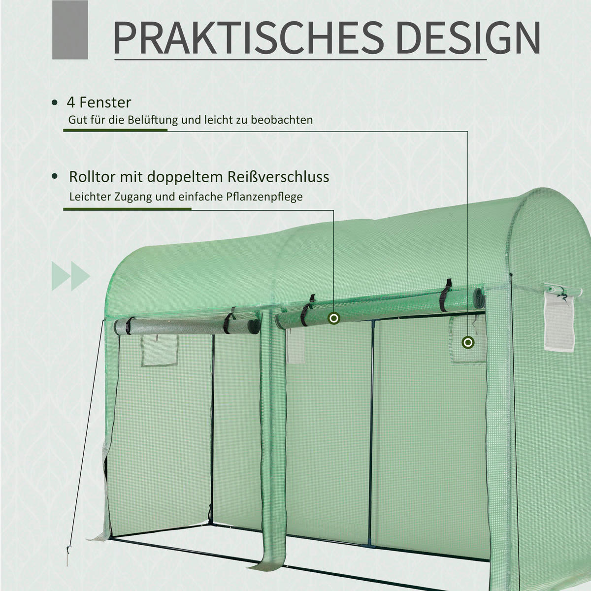 Outsunny Gewächshaus B/H/L: ca. 100x200x300 cm Gewächshaus - grün (300,00/100,00/200,00cm) - Outsunny
