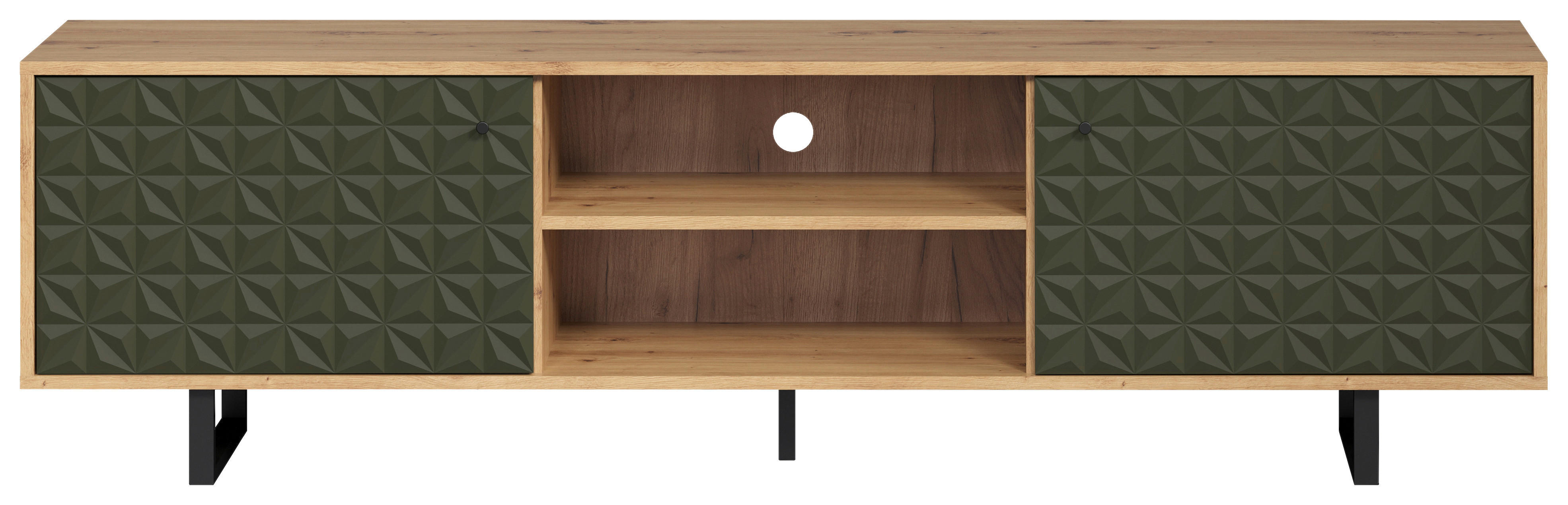 TV-Lowboard Sentra Eiche Artisan Nachbildung grün dunkel B/H/T: ca. 184x52x40 cm Sentra - Eiche/grün (184,00/52,00/40,00cm) - Trendteam