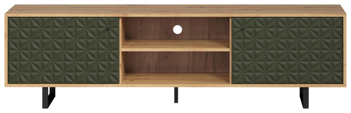 TV-Lowboard Sentra Eiche Artisan Nachbildung grün dunkel B/H/T: ca. 184x52x40 cm Sentra - Eiche/grün (184,00/52,00/40,00cm) - Trendteam