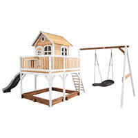 AXI Spielhaus Liam braun B/H/L: ca. 613x291x277 cm Liam - braun/weiß (277,00/613,00/291,00cm) - AXI