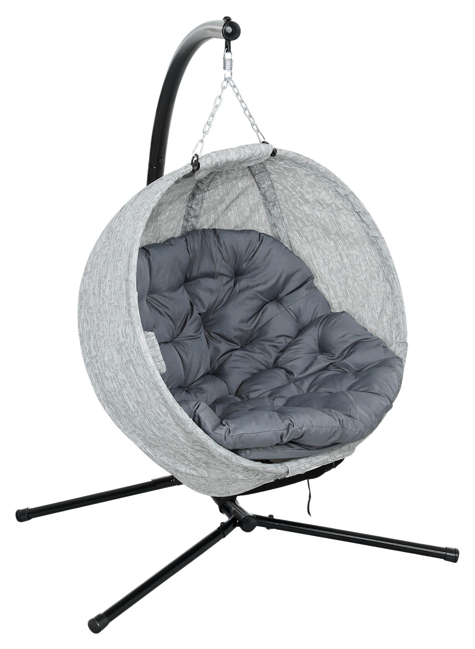 Outsunny Hängesessel grau Stahl B/H/L: ca. 116x180x118 cm Hängesessel - grau (118,00/116,00/180,00cm) - Outsunny