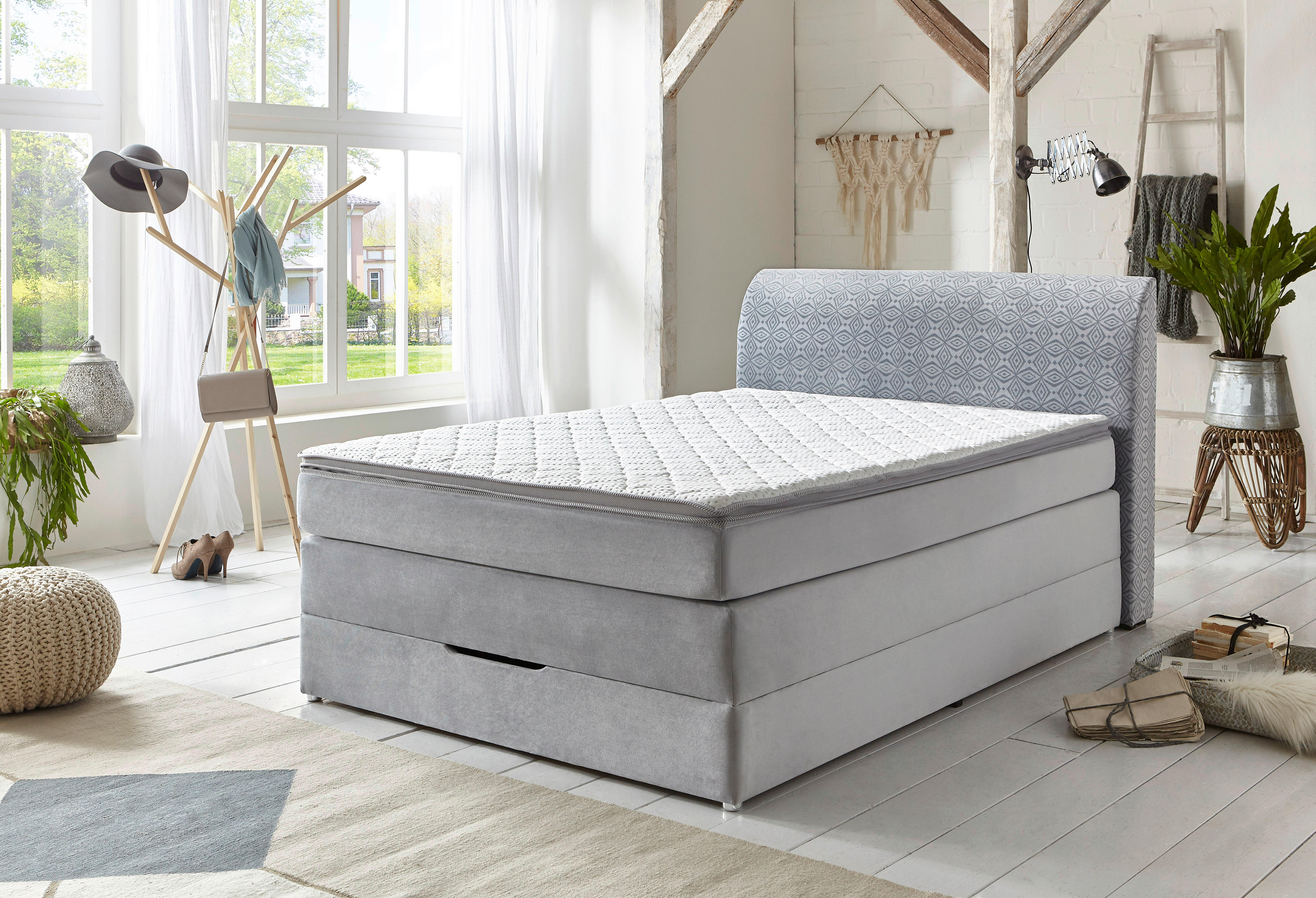 Boxspringbett Eye Silbergrau Liegefläche B/L: ca. 140x200 cm Eye - Silbergrau (148,00/108,00/218,00cm)