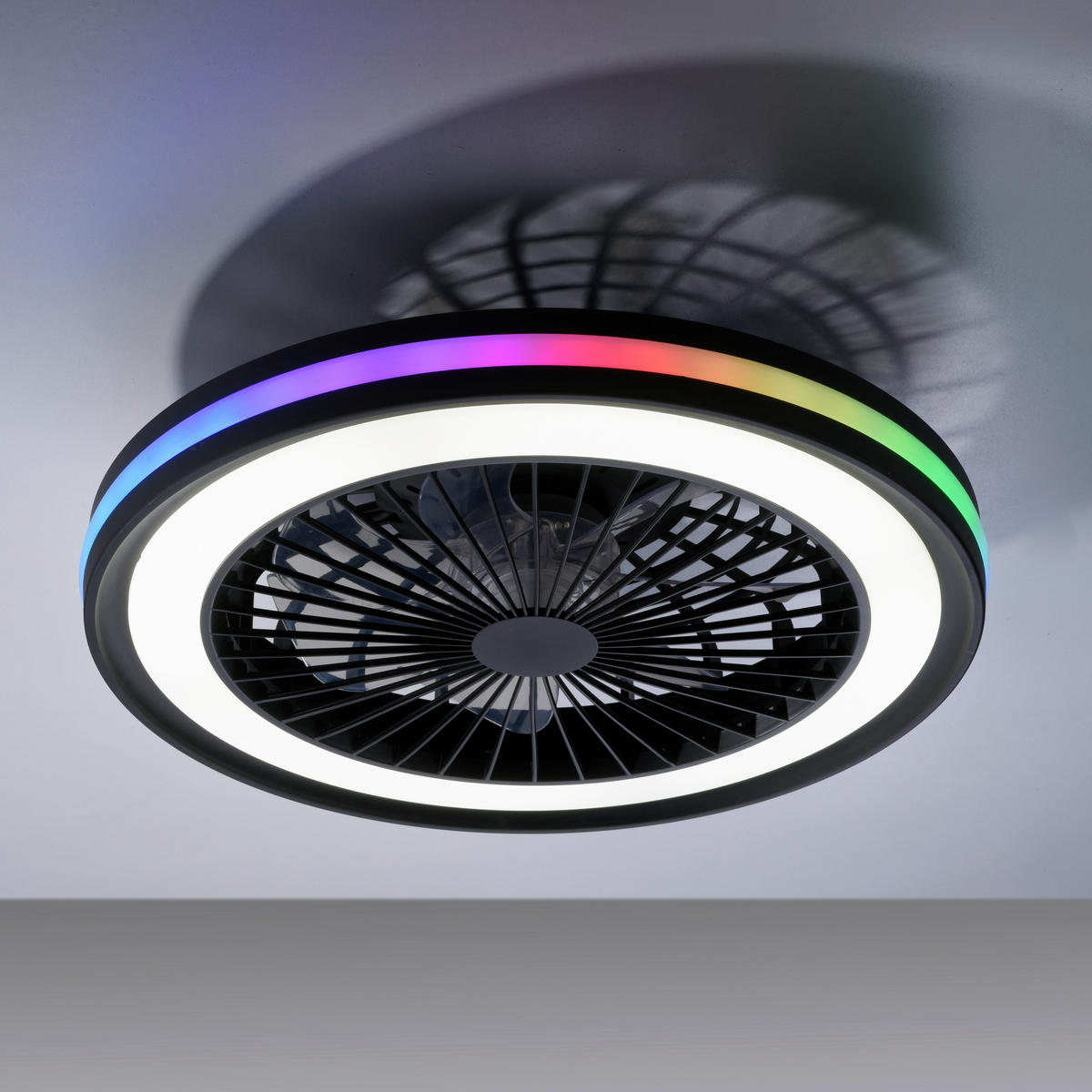 Just Light LED-Deckenventilator schwarz B/H/L: ca. 45,5x14x45,5 cm max. 36 W LED-Deckenventilator_Brandon - schwarz (45,50/45,50/14,00cm) - Just Light