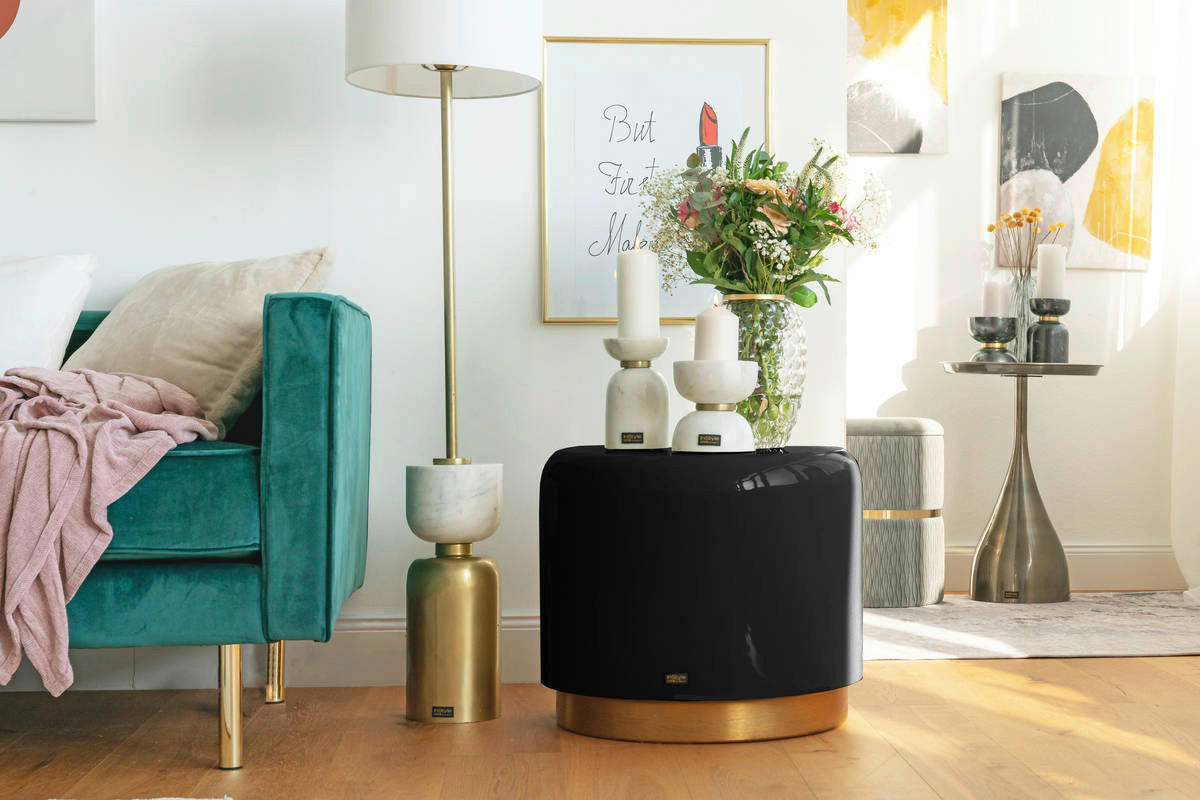 360 Living Hocker Artisse 251 schwarz gold Metall H/D: ca. 43x51,5 cm Artisse 251 - gold/schwarz (51,50/43,00cm) - 360 Living