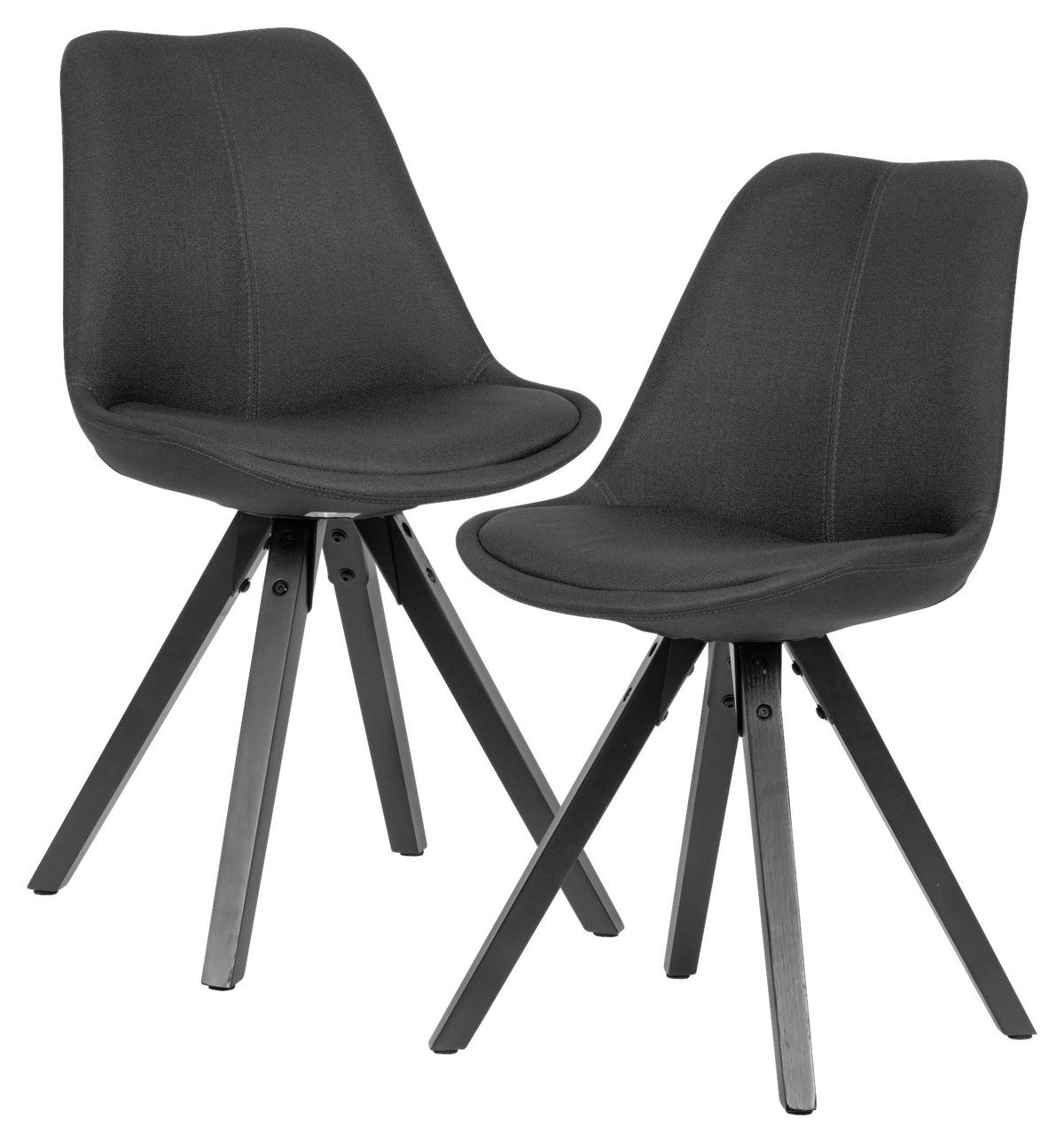 Stuhl 2er-Set anthrazit schwarz Stoff Echtholz B/H/T: ca. 52x87x49 cm 2er-Set - schwarz/anthrazit (52,00/87,00/49,00cm) - Wohnling
