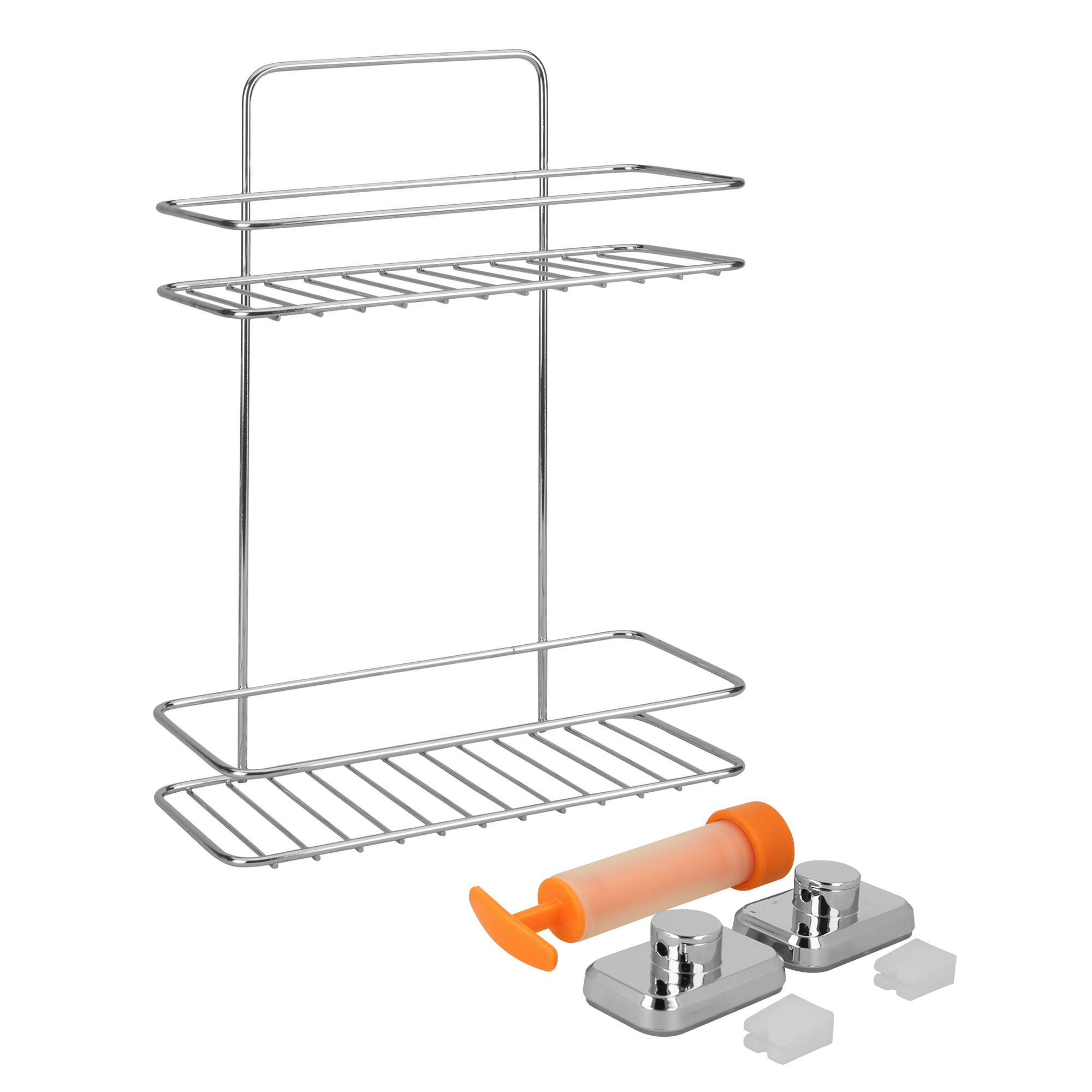 Badregal Chrom Metall Wandregal_Vacuum-Fix 2Etg. - Chrom - Metaltex