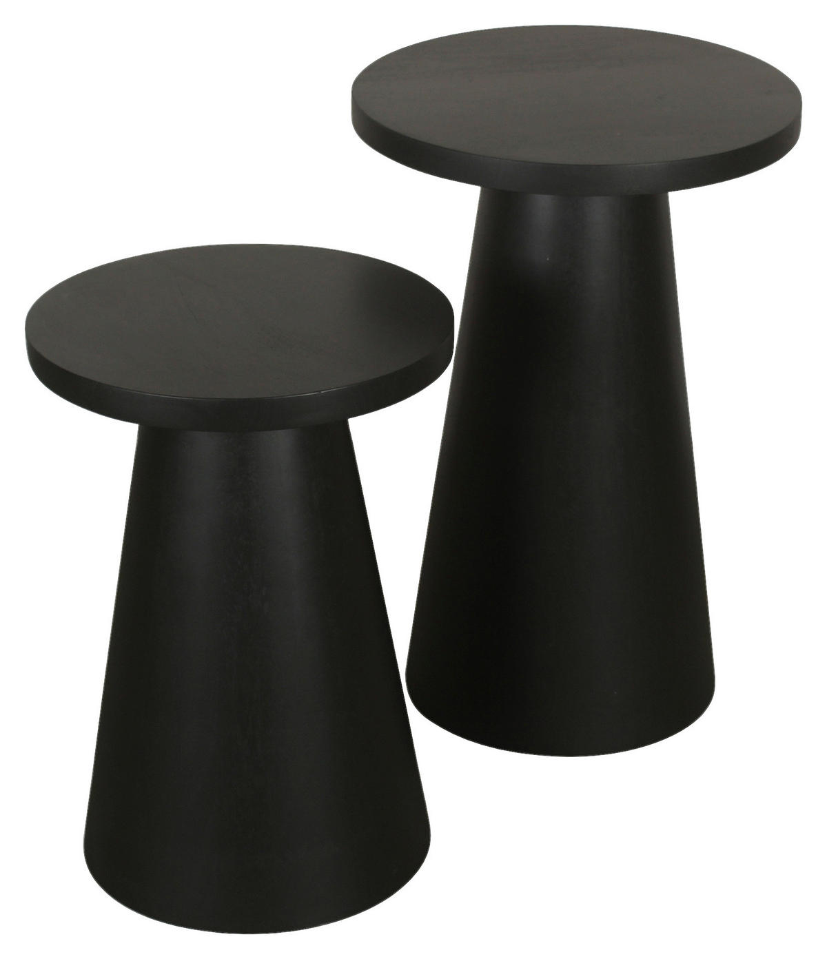 Beistelltisch CONE, 2er-Set schwarz lackiert Akazie H/D: ca. 60x35 cm CONE, 2er-Set - schwarz (35,00/60,00cm) - byLIVING