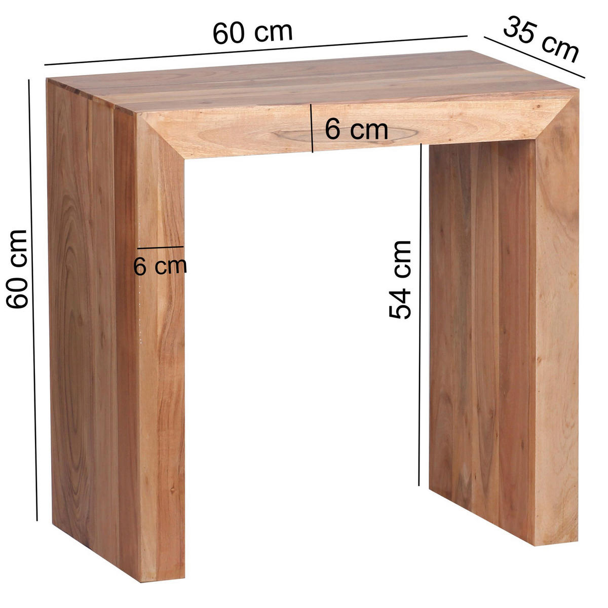 Beistelltisch natur Akazie B/H/T: ca. 60x60x35 cm Beistelltisch - natur (60,00/60,00/35,00cm) - Wohnling