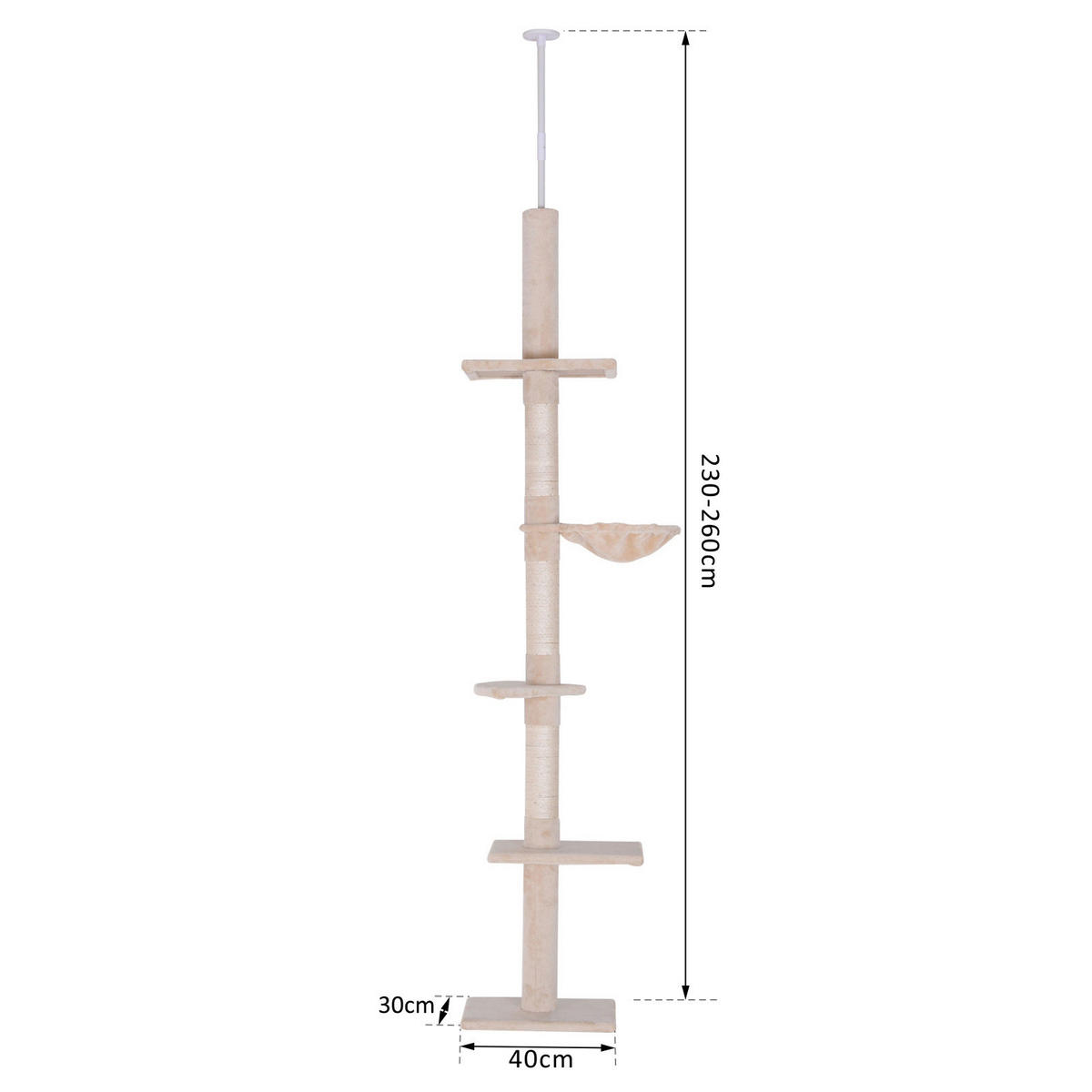 PawHut Kratzbaum beige Spanplatte B/H/L: ca. 34x260x40 cm Kratzbaum - beige (40,00/34,00/260,00cm) - PawHut
