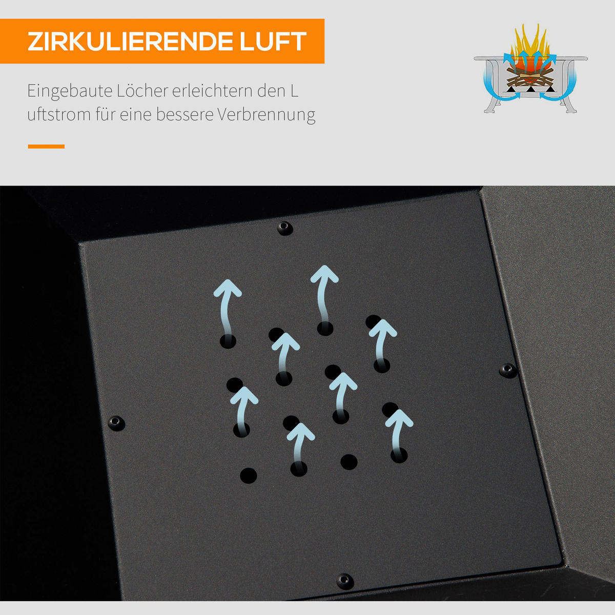 Outsunny Feuerstelle mit Grillrost Feuerstelle_mit_Grillrost - schwarz (45,00/45,00/34,00cm) - Outsunny