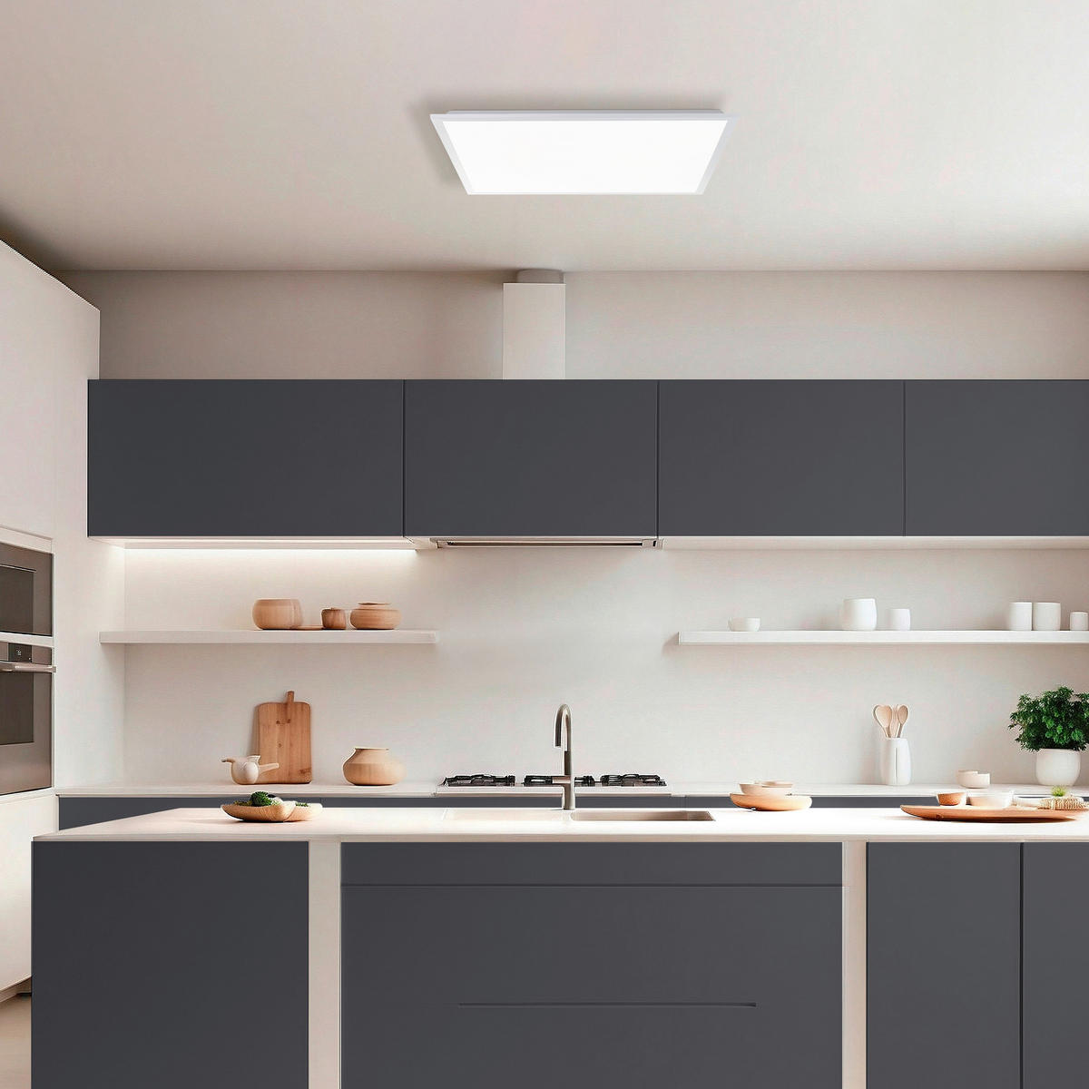 Brilliant LED-Deckenleuchte weiß Metall Kunststoff B/H/L: ca. 63x7,5x63 cm Briston - weiß (63,00/63,00/7,50cm) - Brilliant