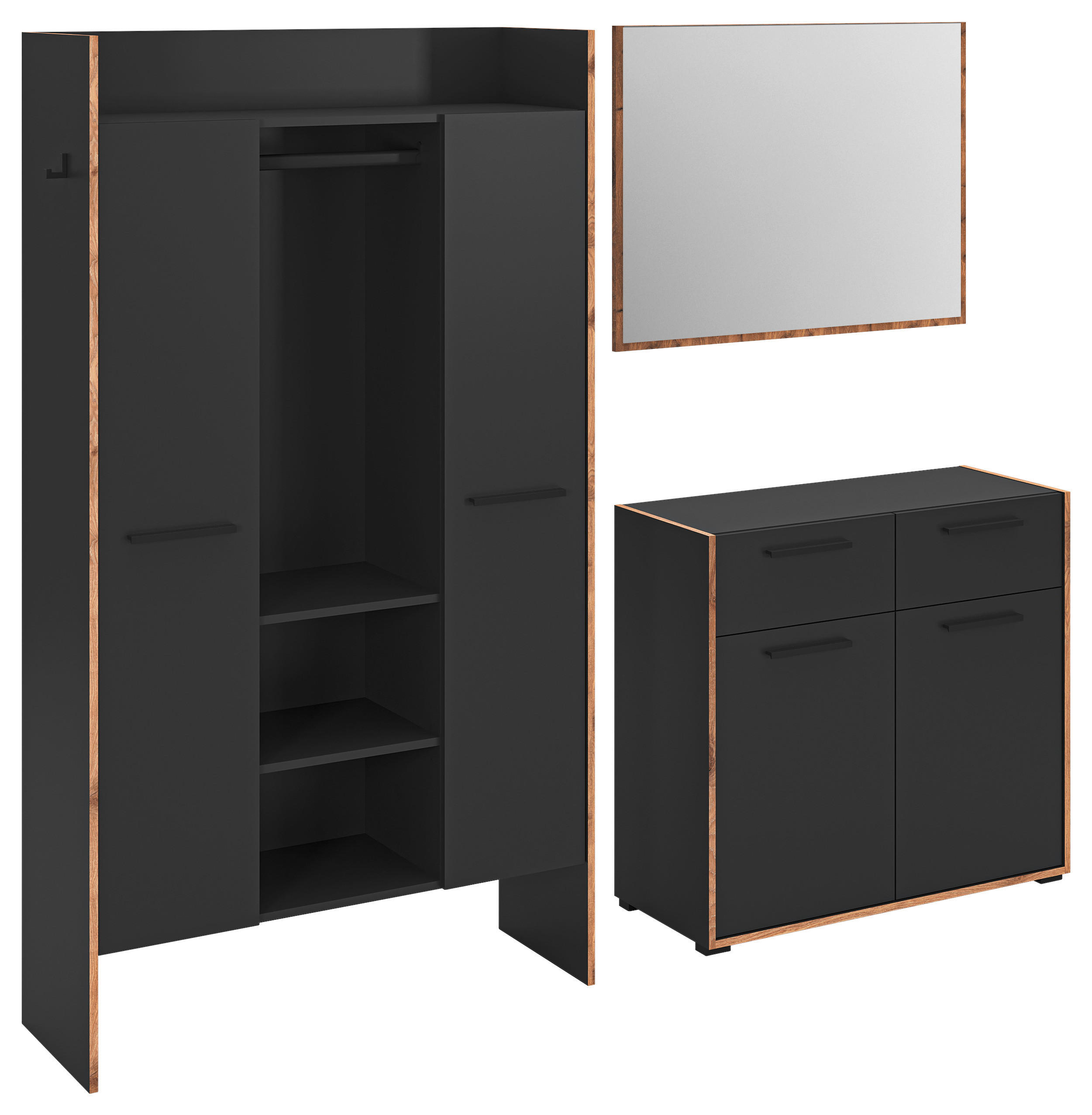 Garderobe Bueno Basalt Nox Oak Nachbildung B/H/T: ca. 215x189x37 cm Bueno - Basalt (215,00/189,00/37,00cm) - xonox.home