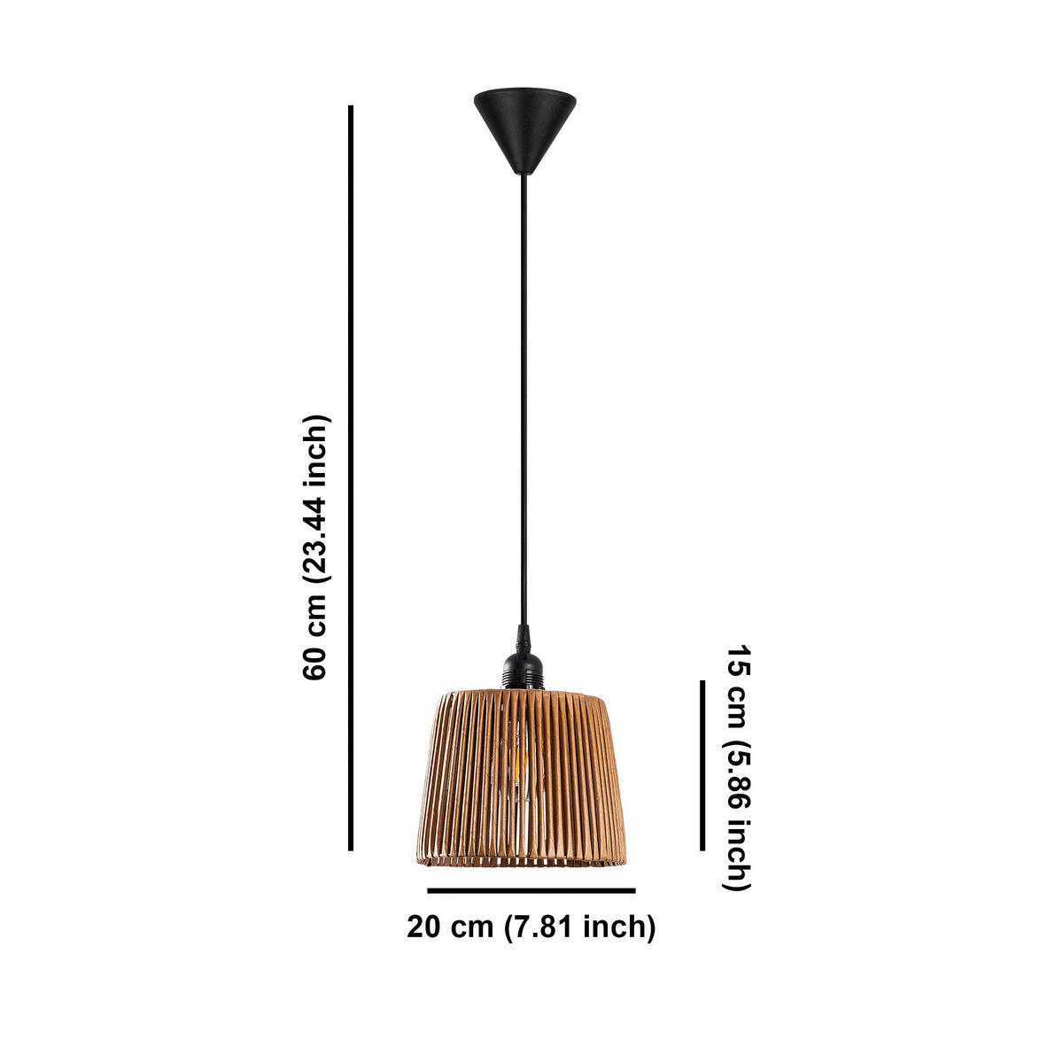 Opviq Pendelleuchte Akin Natural kamel Metall Bambus B/H/T/L/D: ca. 20x60x20x20x20 cm E27 1 Brennstellen Akin - kamel (20,00/20,00/60,00cm) - Opviq