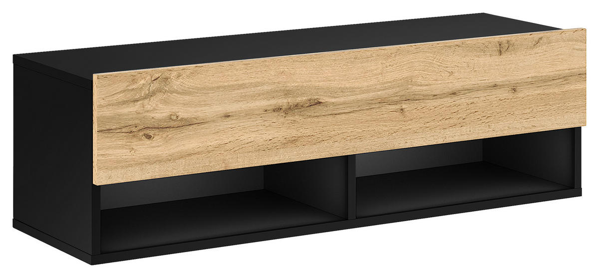 TV-Lowboard TV LOWBOARD DERBY 100 schwarz Eiche Wotan Nachbildung B/H/T: ca. 100x32,5x31,5 cm TV LOWBOARD DERBY 100 - Eiche/schwarz (100,00/32,50/31,50cm) - WIPMEB