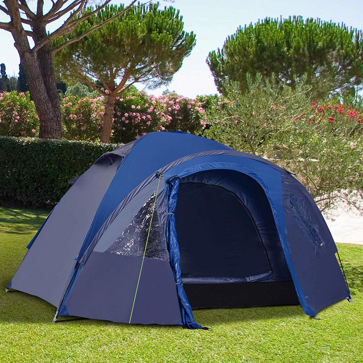 Outsunny Doppelwandzelt blau Kunststoff B/H/L: ca. 300x130x250 cm Doppelwandzelt - blau (250,00/300,00/130,00cm) - Outsunny