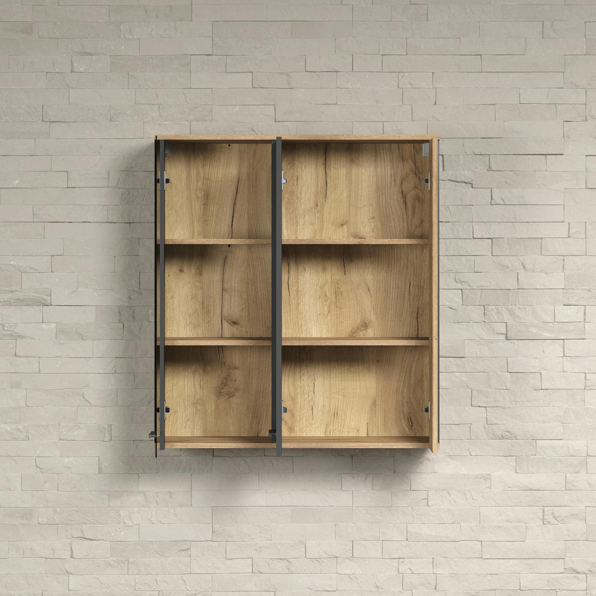 Hängevitrine Esteban anthrazit Eiche Evoke Coast Nachbildung B/H/T: ca. 90x99x34 cm Esteban - Eiche/anthrazit (90,00/99,00/34,00cm)