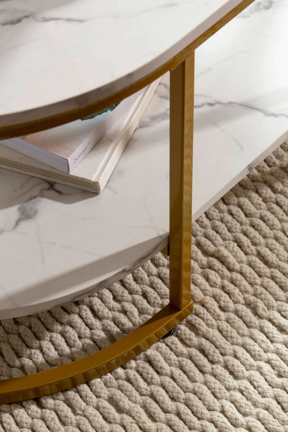 Couchtisch weiß Marmor Optik B/H/T: ca. 100x45x60 cm Couchtisch - weiß (100,00/45,00/60,00cm) - Wohnling