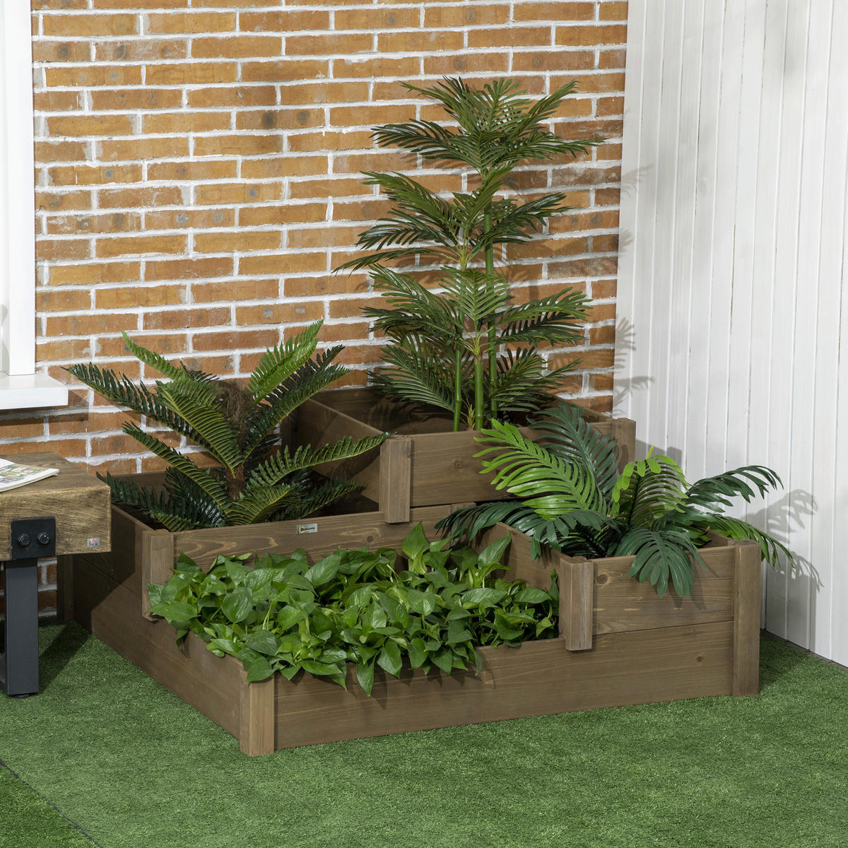 Outsunny Hochbeet braun B/H/L: ca. 122x51x122 cm Hochbeet - braun (122,00/122,00/51,00cm) - Outsunny