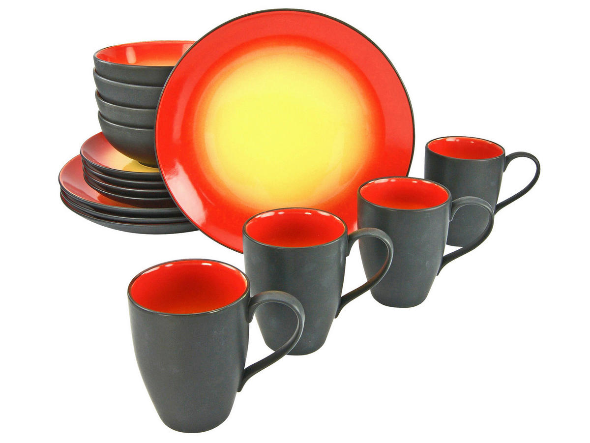 CreaTable Kombiservice HOT RED rot Steinzeug 16 tlg. HOT RED - rot - CreaTable