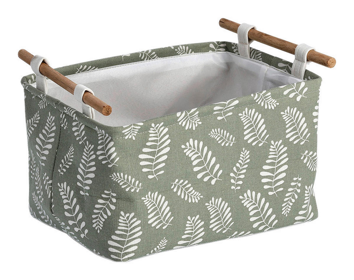 Zeller Aufbewahrungskorb Leaves grün Baumwolle B/H/L: ca. 27x20,5x35 cm Leaves - grün (35,00/27,00/20,50cm) - Zeller