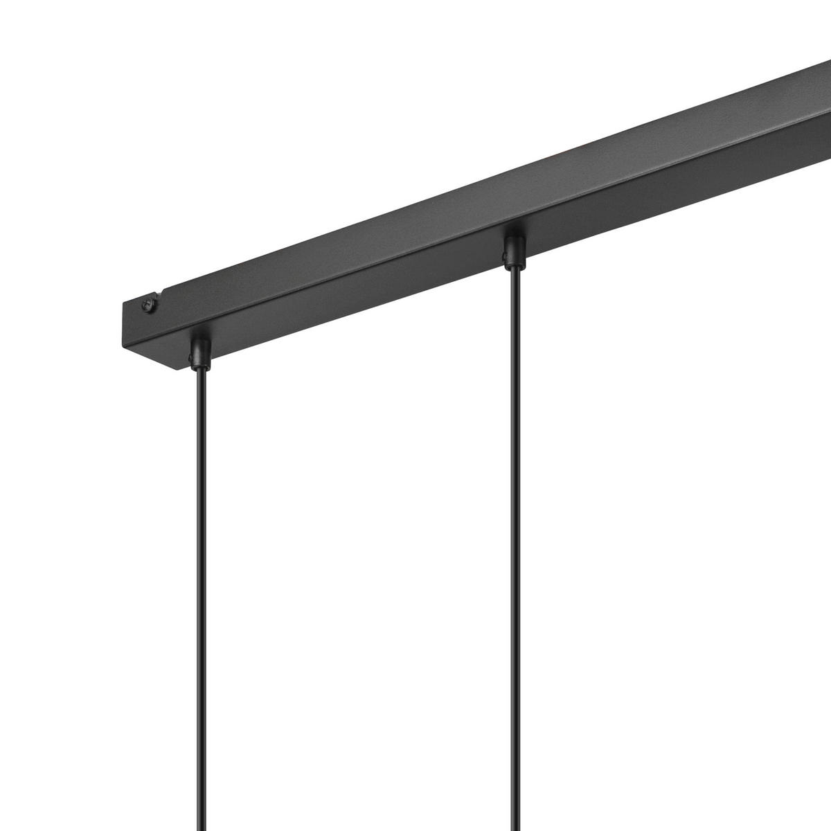Lamkur Pendelleuchte schwarz Stahl Holz B/H/L: ca. 13x80x70 cm E27 3 Brennstellen NICO - schwarz (70,00/13,00/80,00cm) - Lamkur