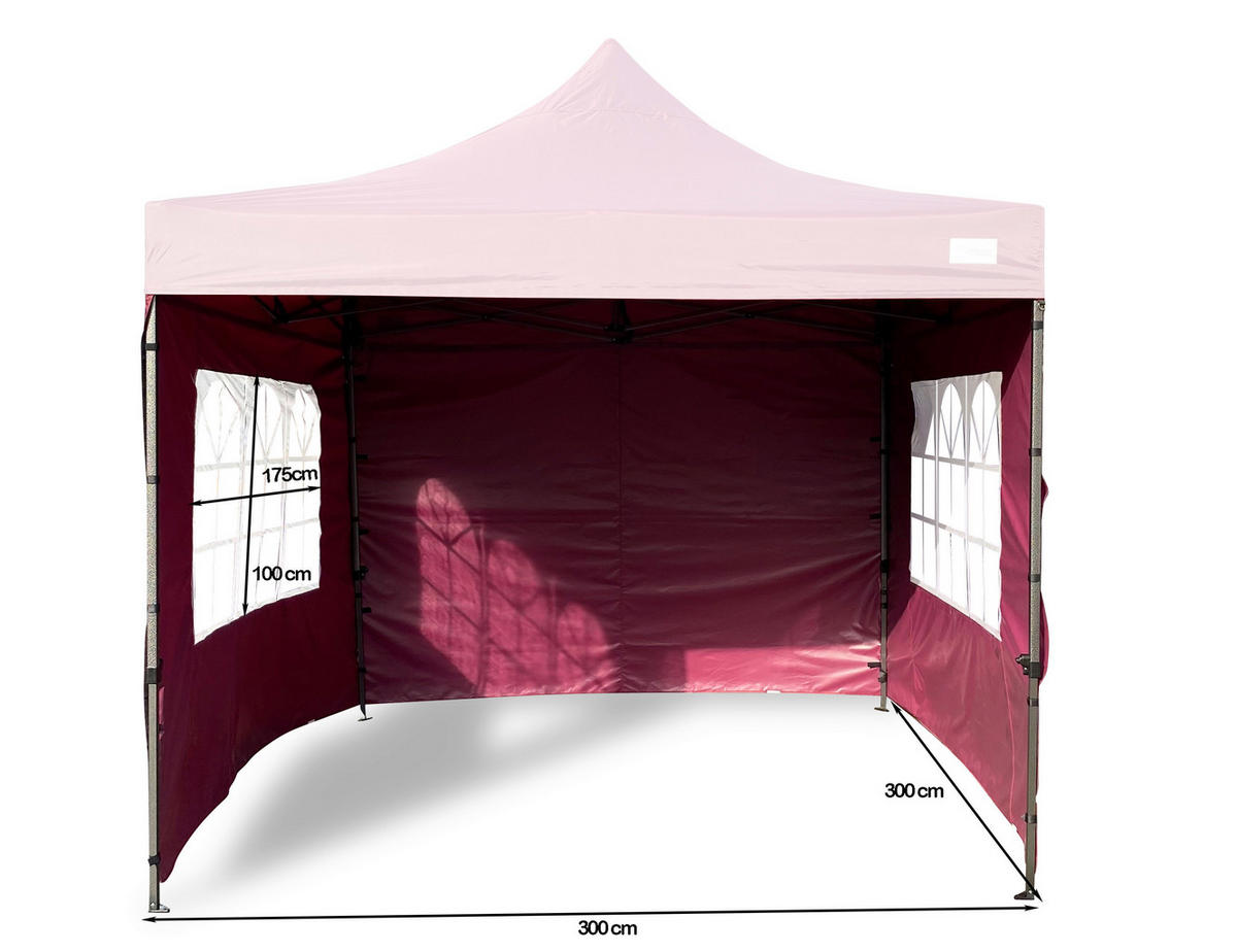 Grasekamp Seitenteile für Faltpavillon Modena Premium Line bordeaux Polyester-Mischgewebe B/H/L: ca. 300x195x300 cm Modena Premium Line - bordeaux (300,00/300,00/195,00cm) - Grasekamp