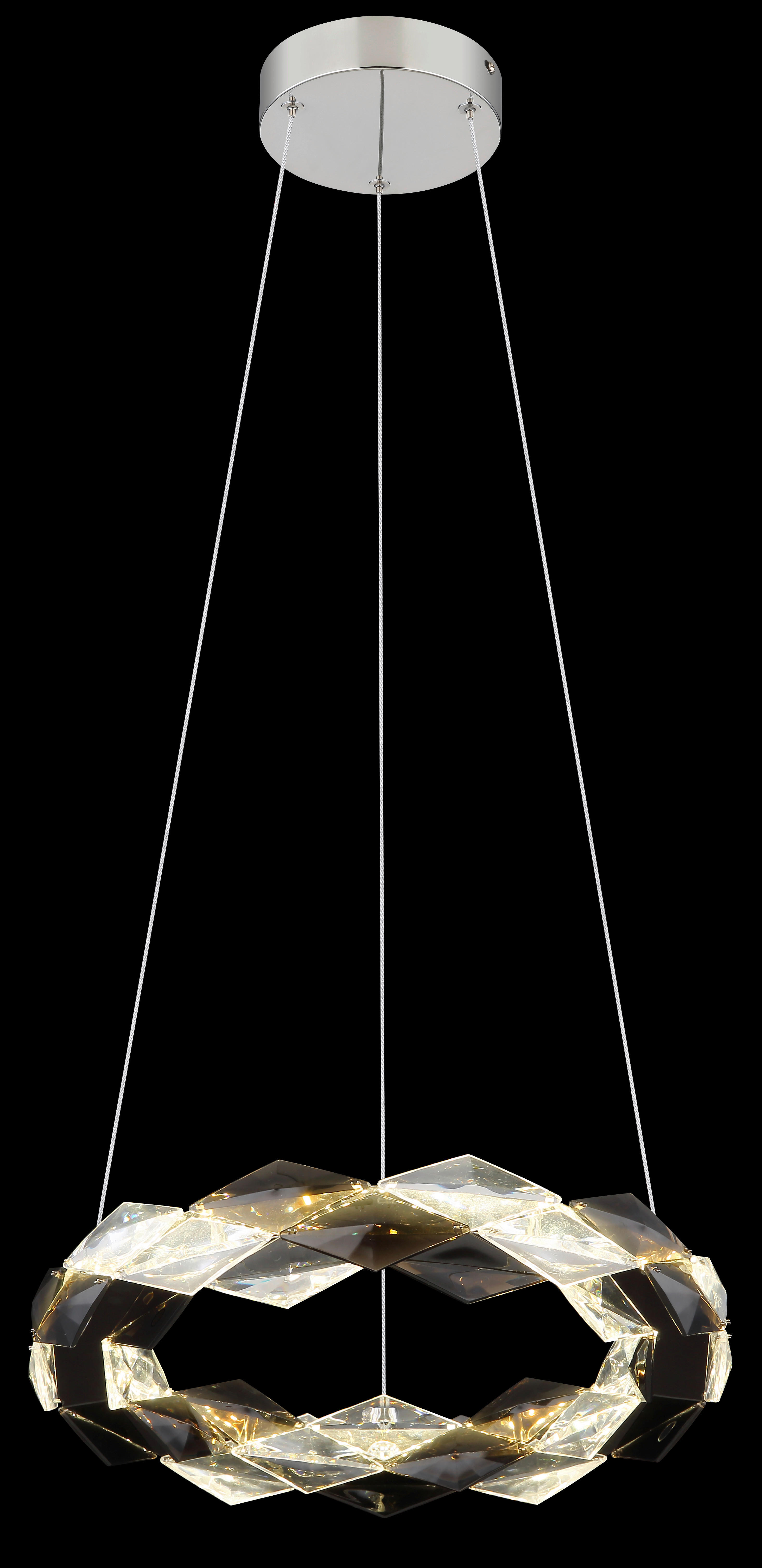 GLOBO LED-Pendelleuchte Rauch Chrom transparent Metall Acryl H/D: ca. 130x37 cm KARILION - Rauch/Chrom (37,00/130,00cm) - GLOBO