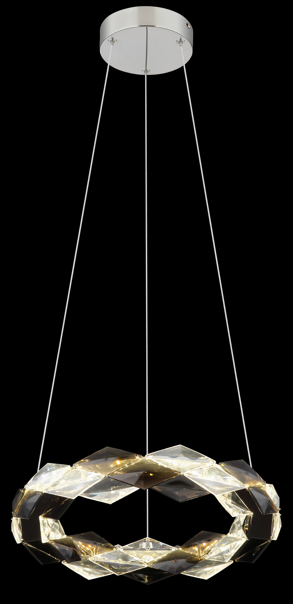 GLOBO LED-Pendelleuchte Rauch Chrom transparent Metall Acryl H/D: ca. 130x37 cm KARILION - Rauch/Chrom (37,00/130,00cm) - GLOBO